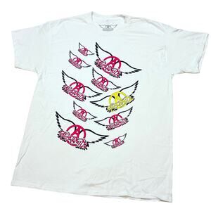 Aerosmith Wings Logos T-Shirt White Large Official Store Licensed Shirt 2022 New